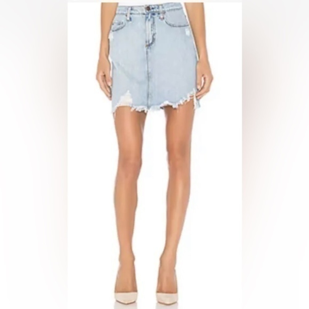 Goodnight Macaroon Distressed Denim Skirt Size S